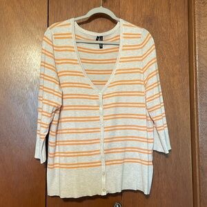 Maurices Orange and Cream Striped Cardigan